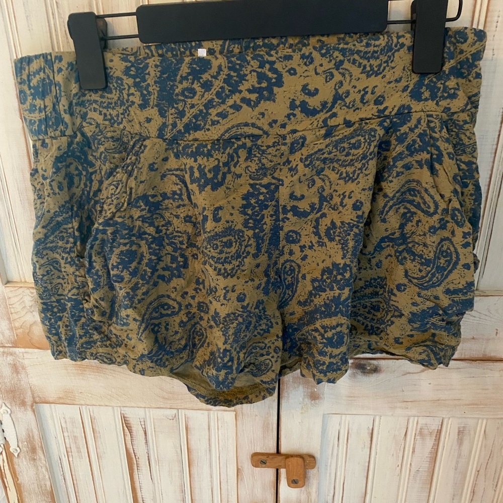 Free People Blue Paisley High Waist Summer Shorts